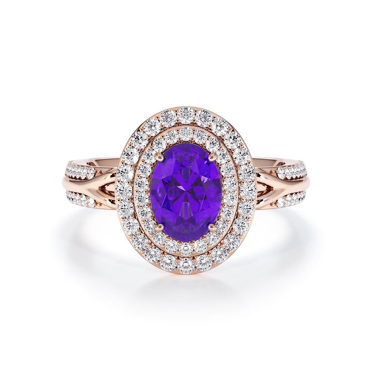 Gold / Platinum Amethyst and Diamond Engagement Ring RZ3428