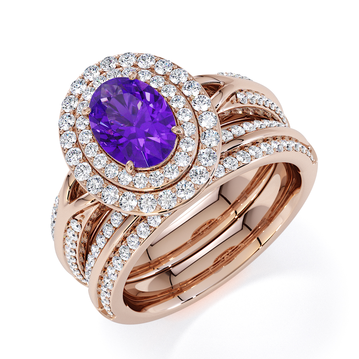 Gold / Platinum Amethyst and Diamond Engagement Ring RZ3428