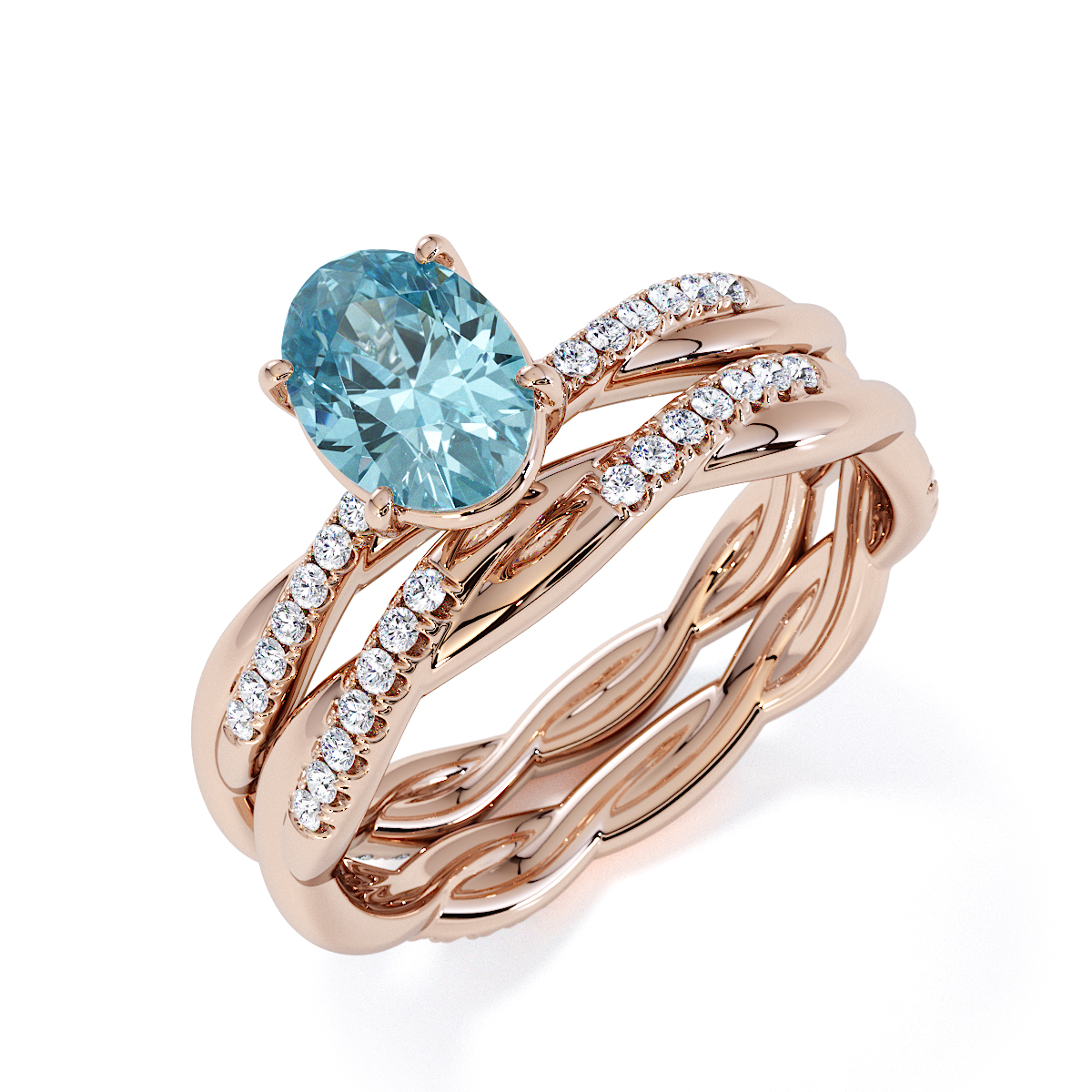 Gold / Platinum Aquamarine and Diamond Engagement Ring RZ3386