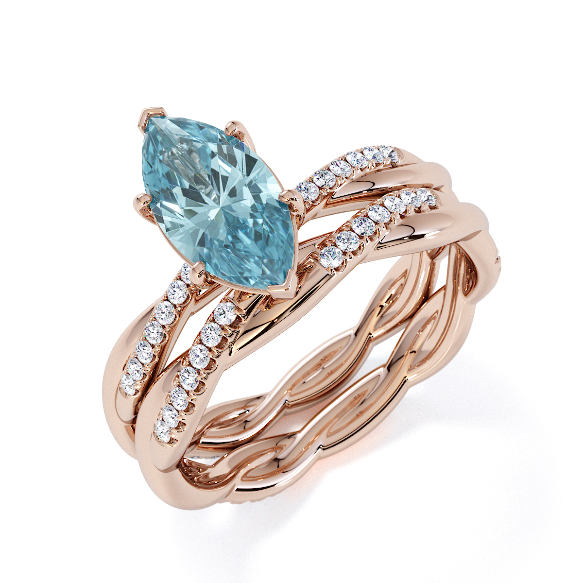 Gold / Platinum Aquamarine and Diamond Engagement Ring RZ3391