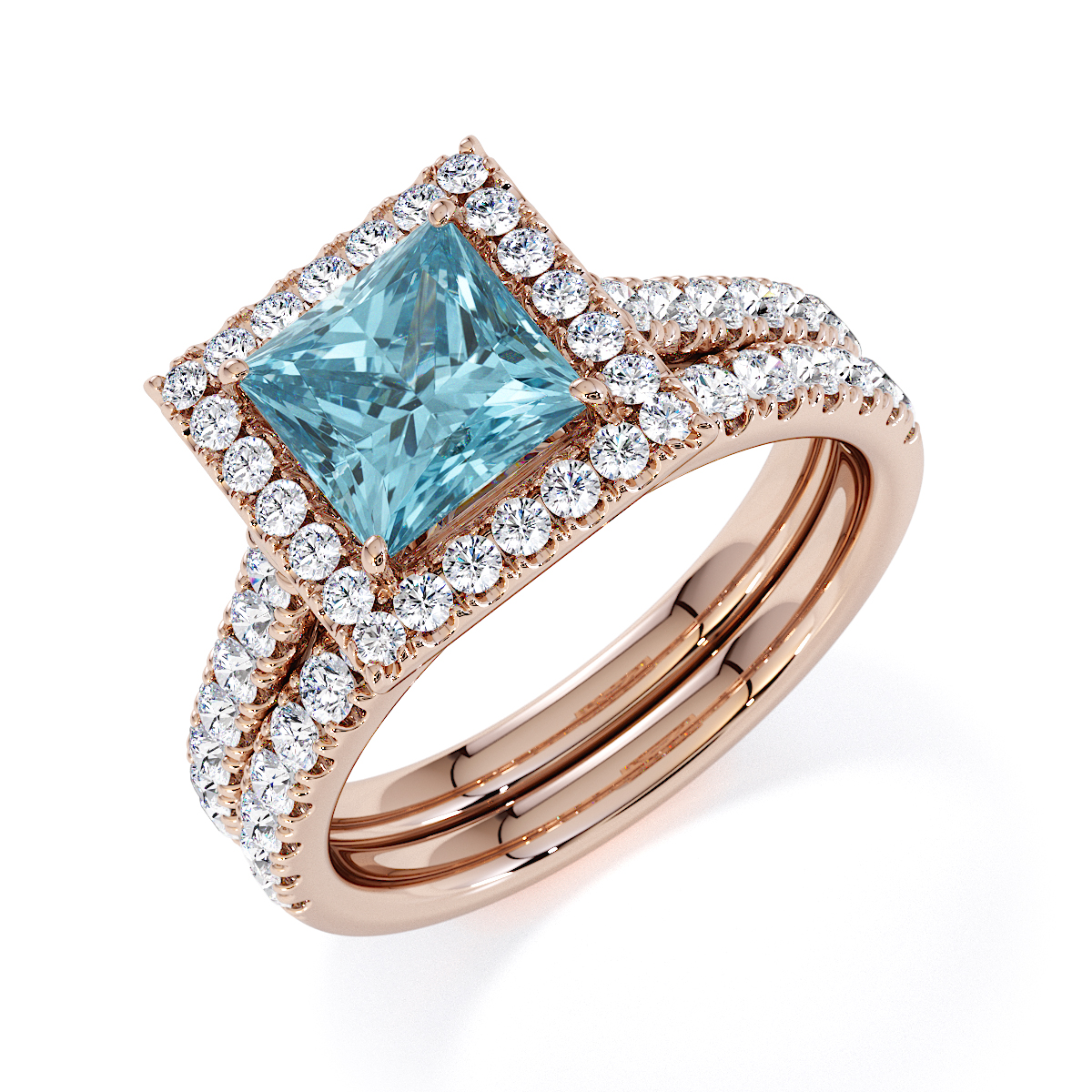 Gold / Platinum Aquamarine and Diamond Engagement Ring RZ3395