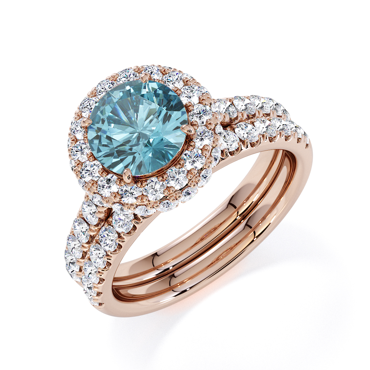 Gold / Platinum Aquamarine and Diamond Engagement Ring RZ3409