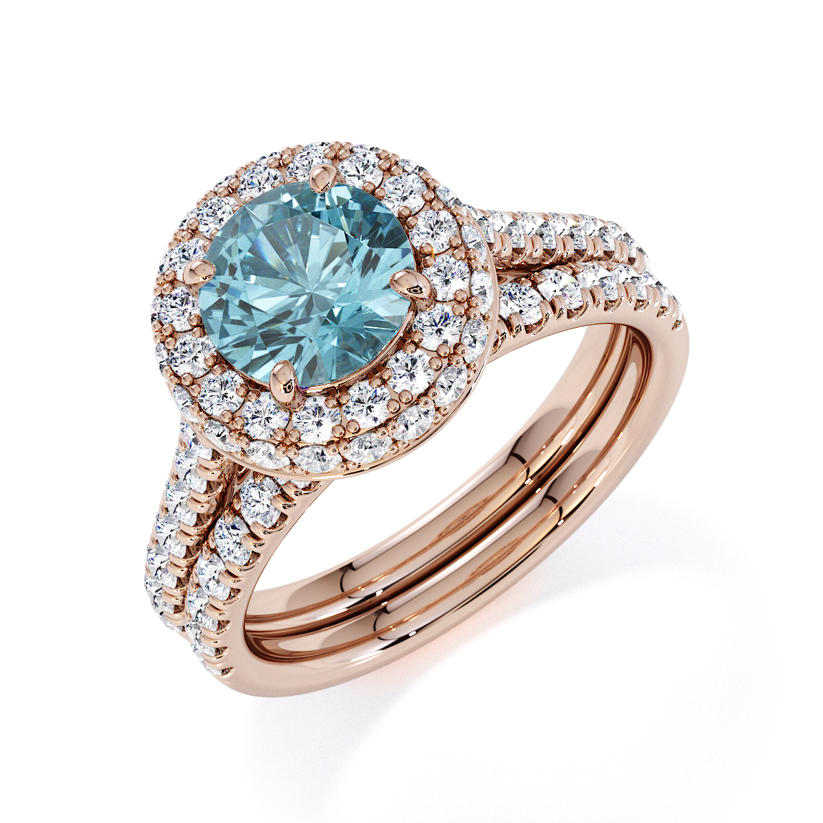 Gold / Platinum Aquamarine and Diamond Engagement Ring RZ3420