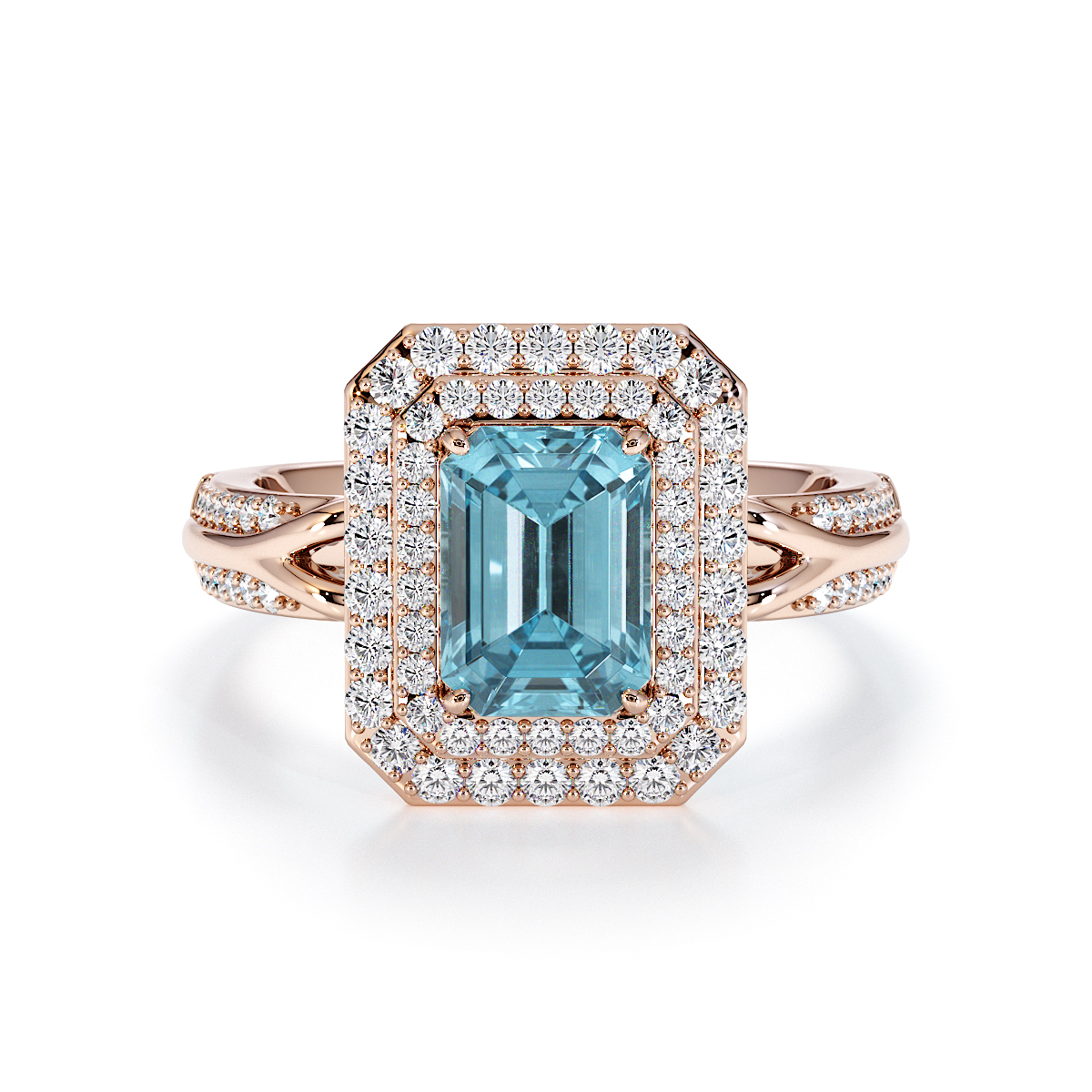 Gold / Platinum Aquamarine and Diamond Engagement Ring RZ3429