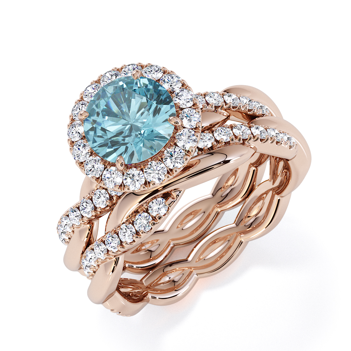 Gold / Platinum Aquamarine and Diamond Engagement Ring RZ3453