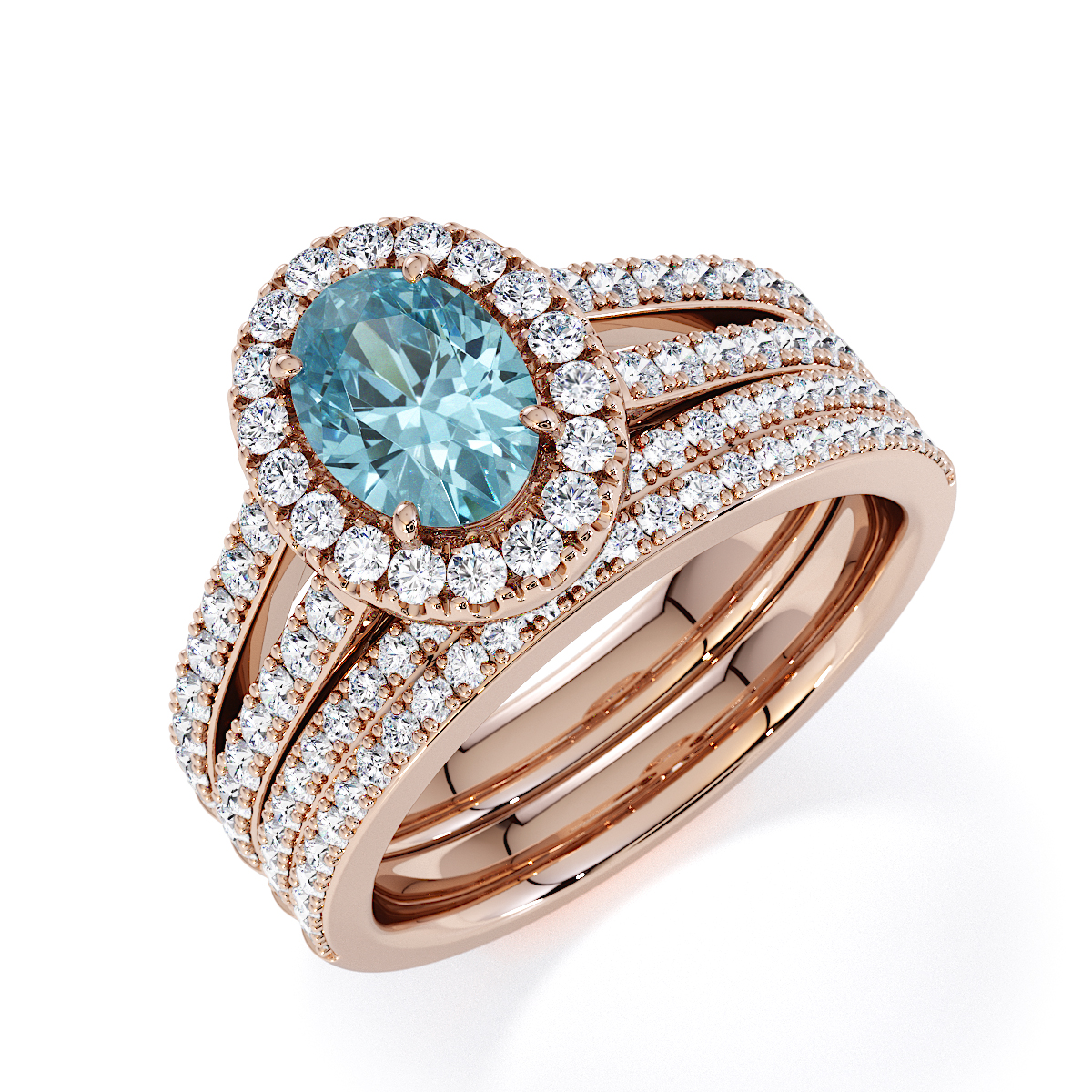 Gold / Platinum Aquamarine and Diamond Engagement Ring RZ3461
