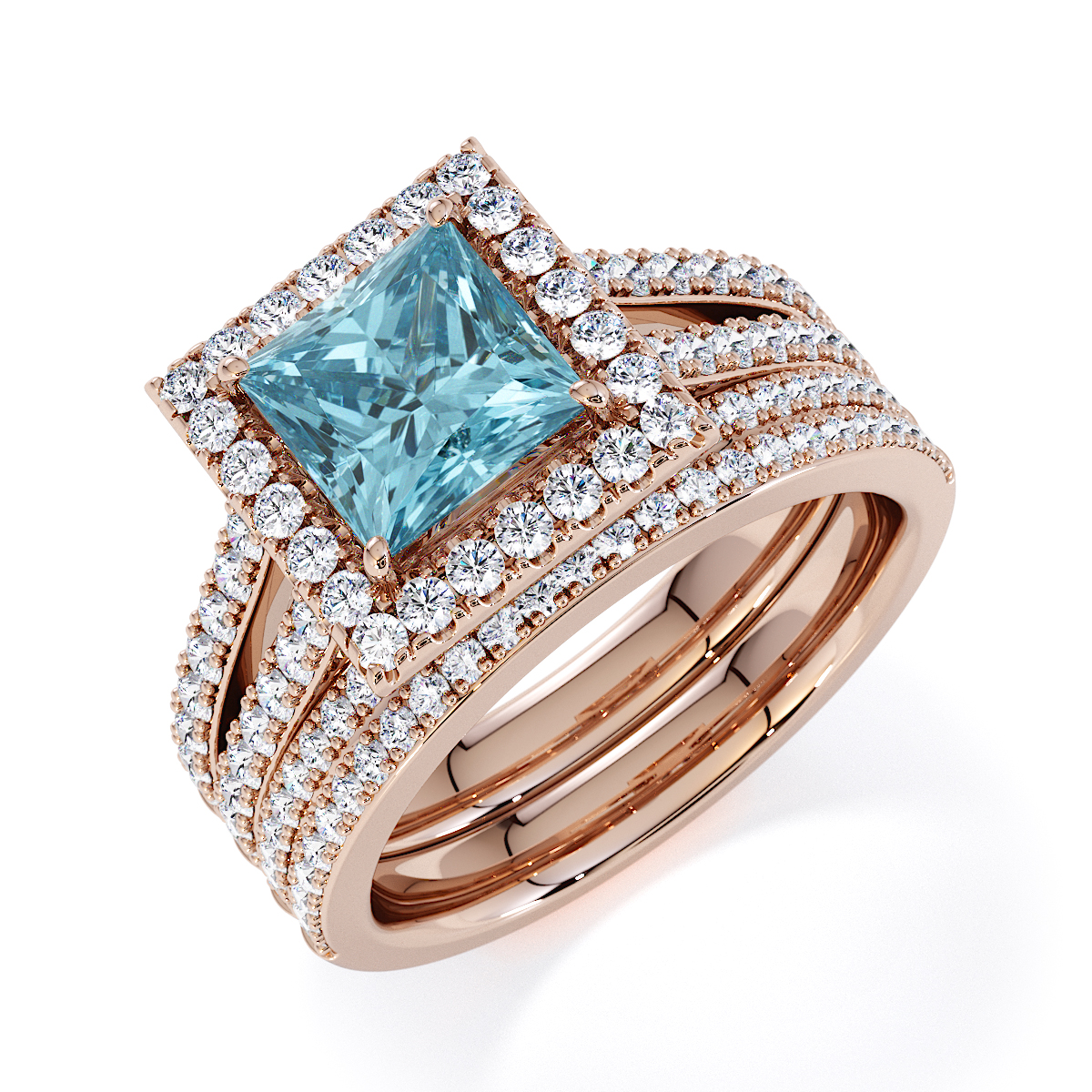 Gold / Platinum Aquamarine and Diamond Engagement Ring RZ3462