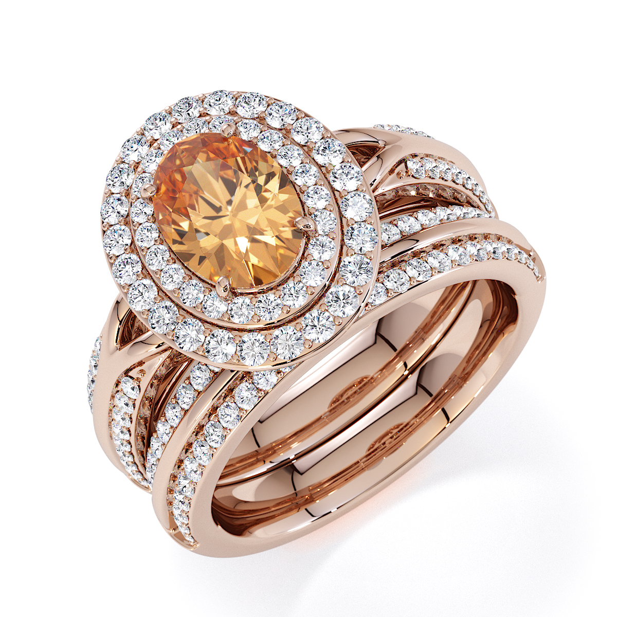 Gold / Platinum Citrine and Diamond Engagement Ring RZ3428