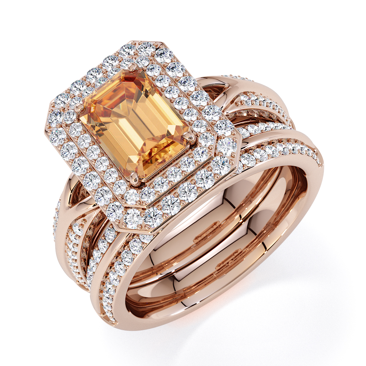 Gold / Platinum Citrine and Diamond Engagement Ring RZ3429