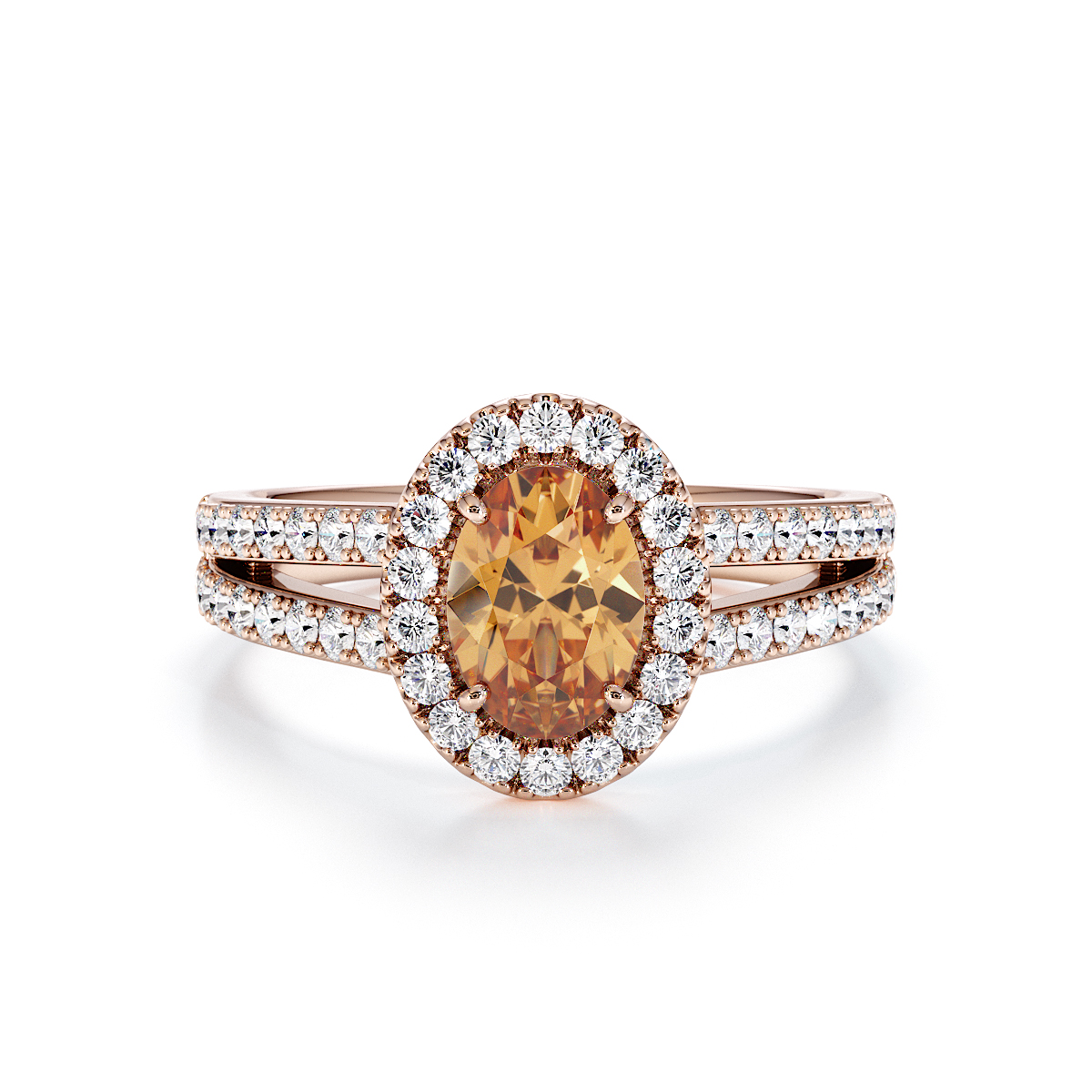 Gold / Platinum Citrine and Diamond Engagement Ring RZ3461