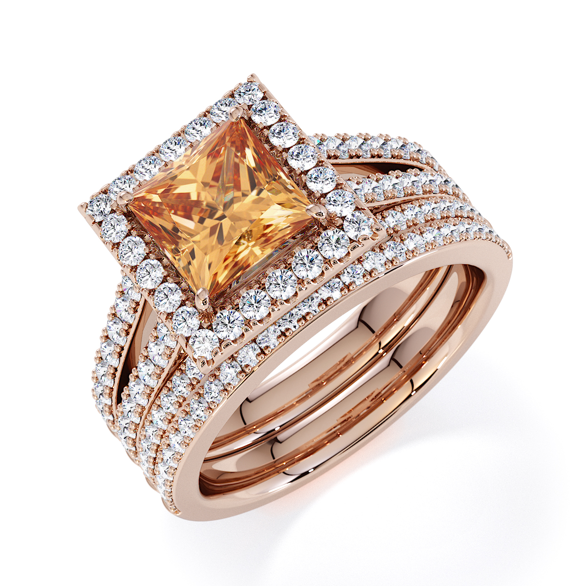 Gold / Platinum Citrine and Diamond Engagement Ring RZ3462