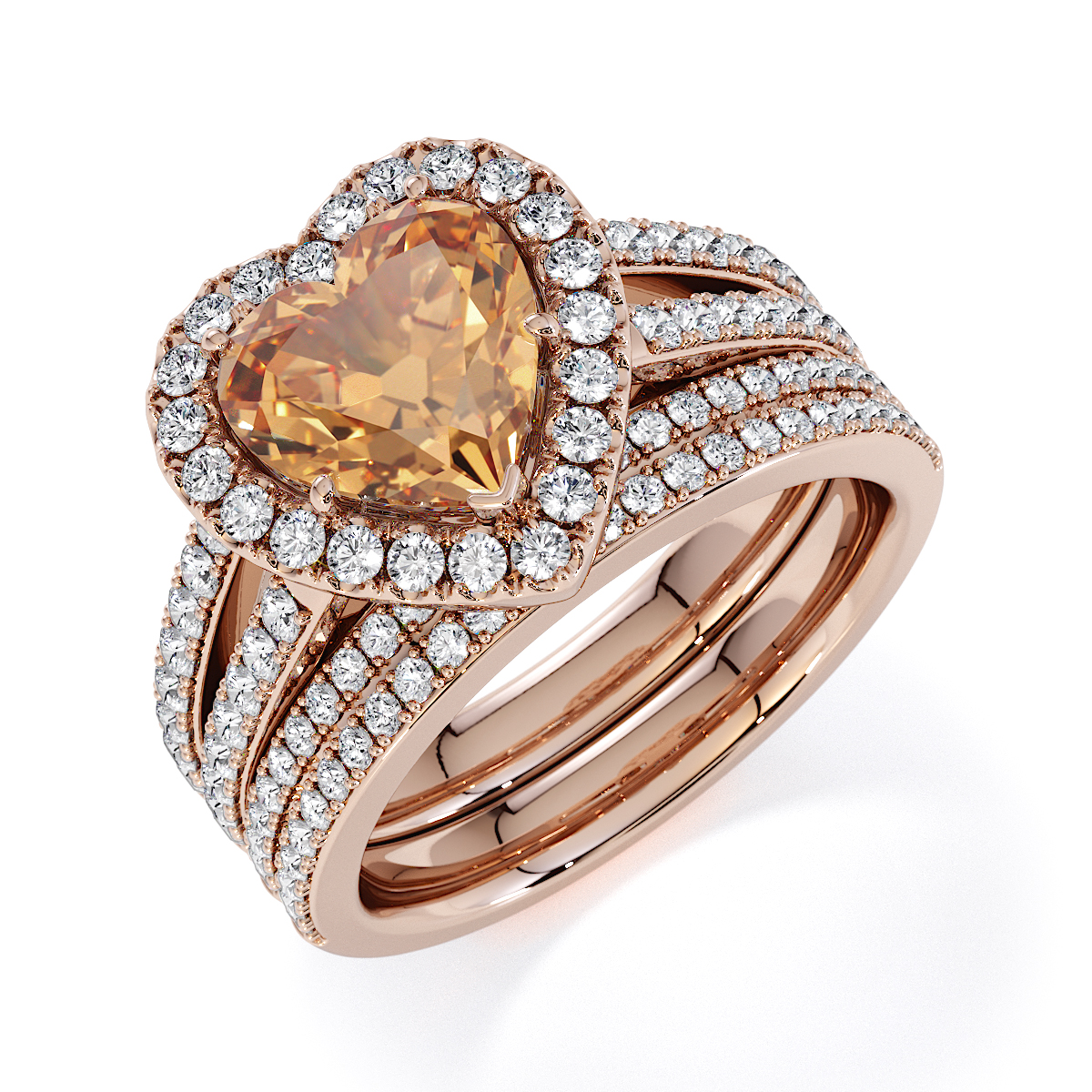 Gold / Platinum Citrine and Diamond Engagement Ring RZ3467