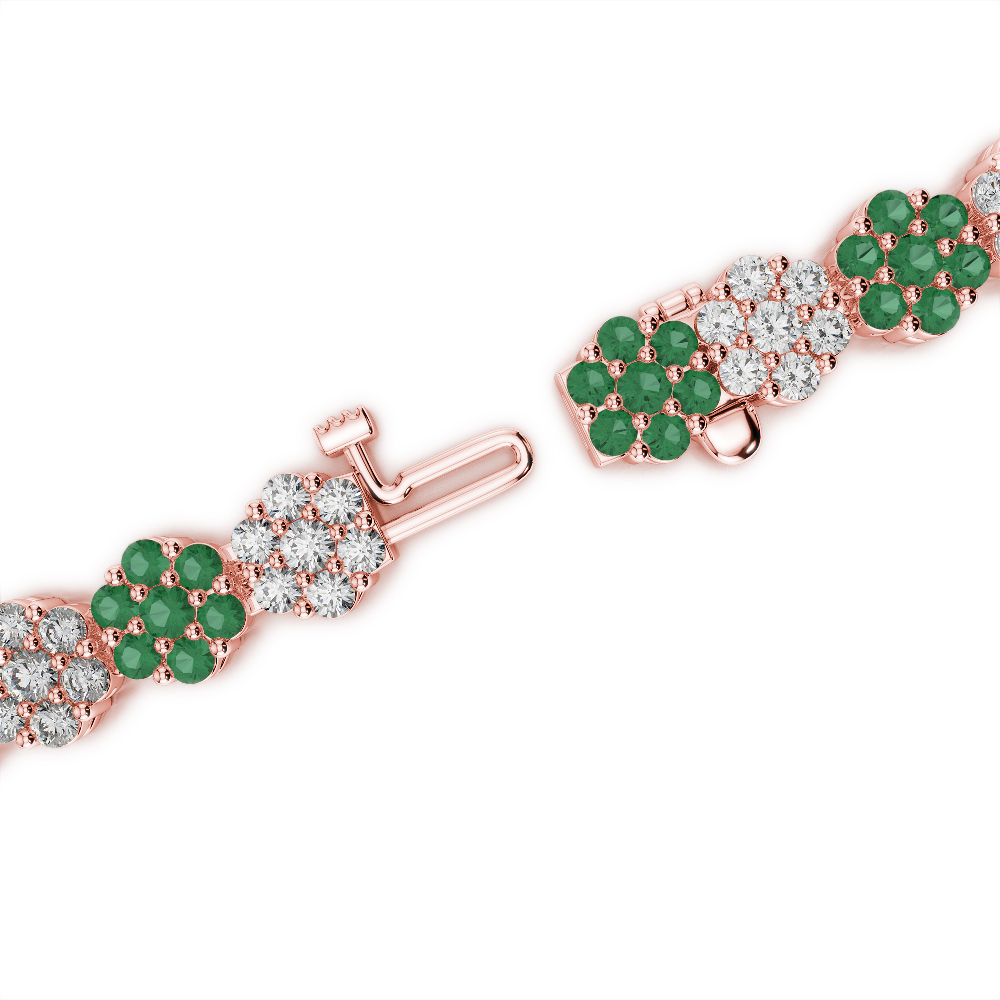 Gold / Platinum Round Cut Emerald and Diamond Bracelet AGBRL-1028
