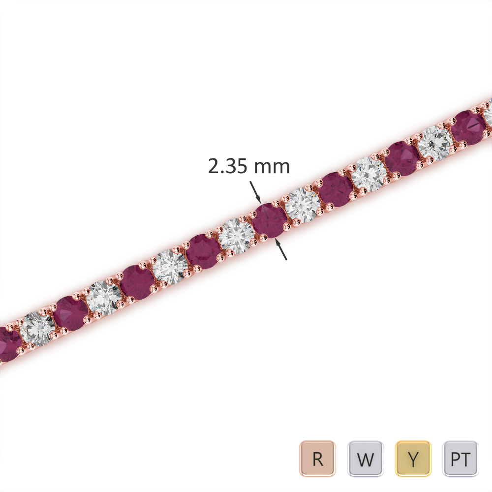 Gold / Platinum Round Cut Ruby and Diamond Bracelet AGBRL-1005 Gold / Platinum Round Cut Ruby and Diamond Bracelet AGBRL-1005