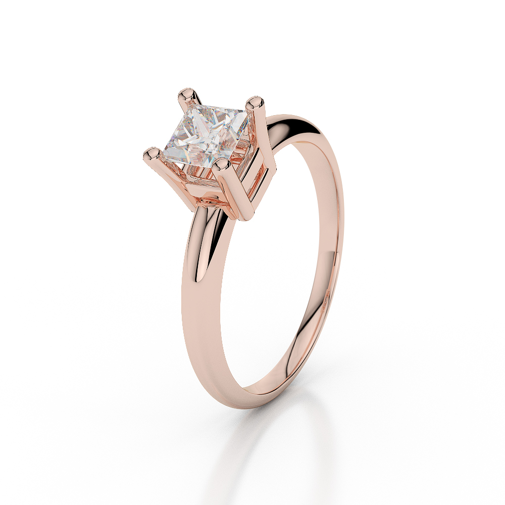 Gold / Platinum Princess Shape Diamond Solitaire Ring AGDR-1007