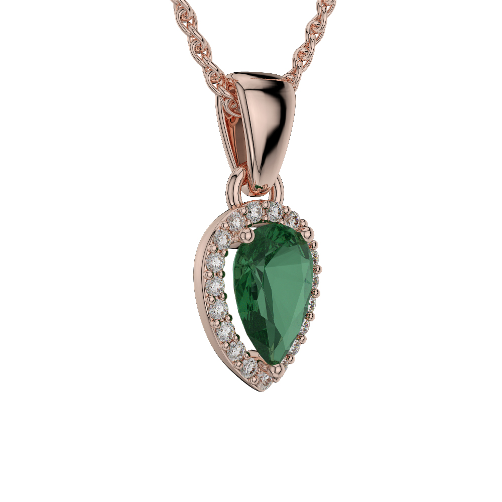 Pear Shape Emerald and Diamond Necklaces in Gold / Platinum AGDNC-1074