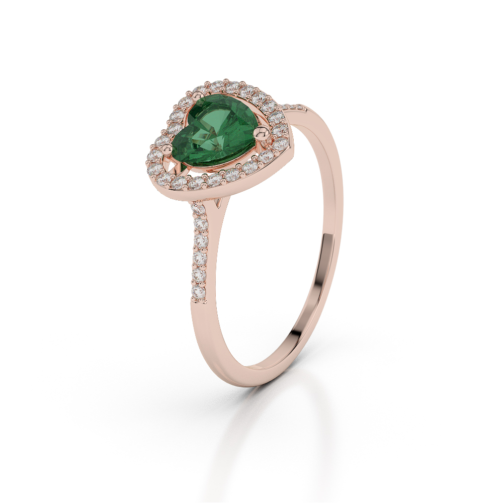Gold / Platinum Heart Shape Emerald and Diamond Ring AGDR-1066