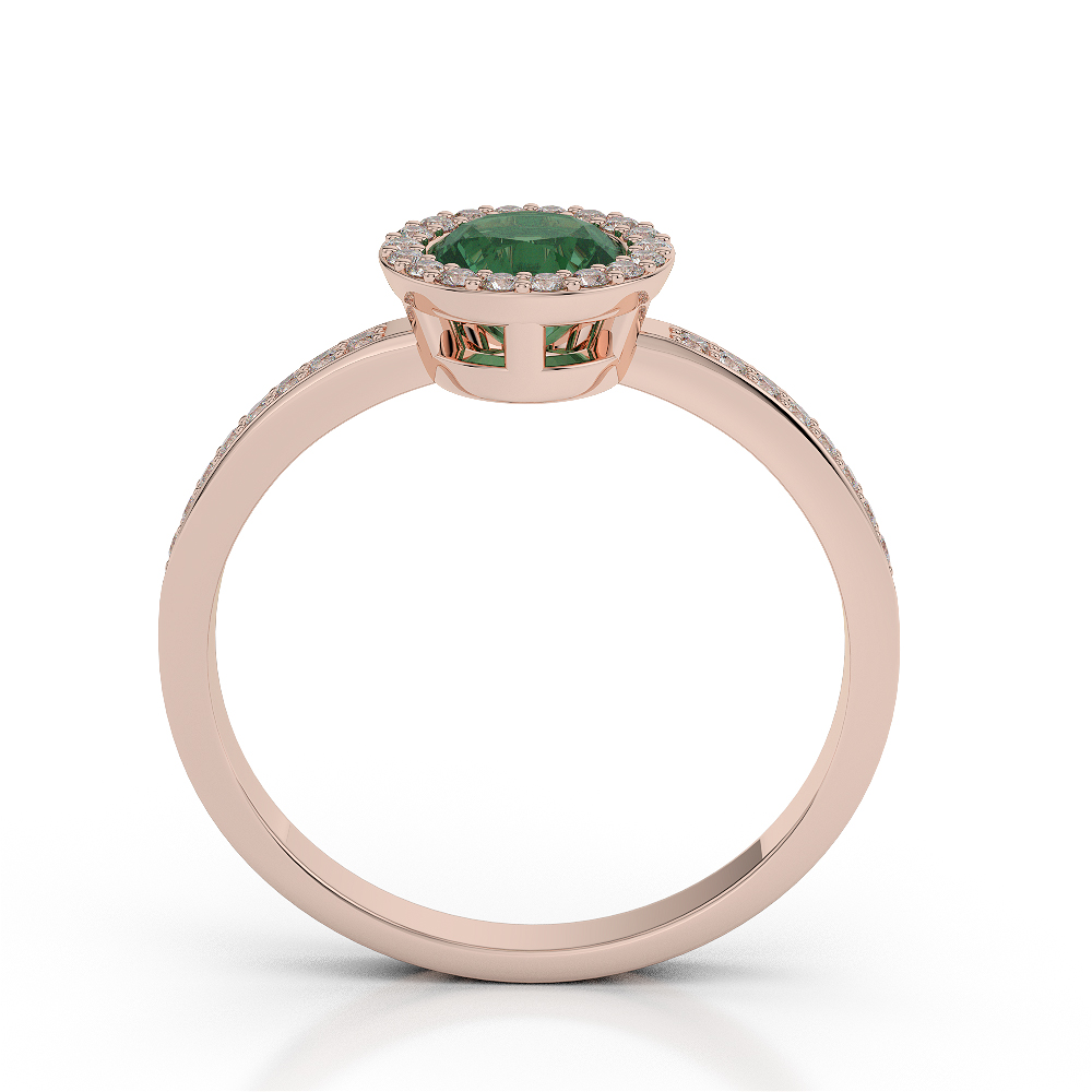 Gold / Platinum Round Shape Emerald and Diamond Ring AGDR-1075