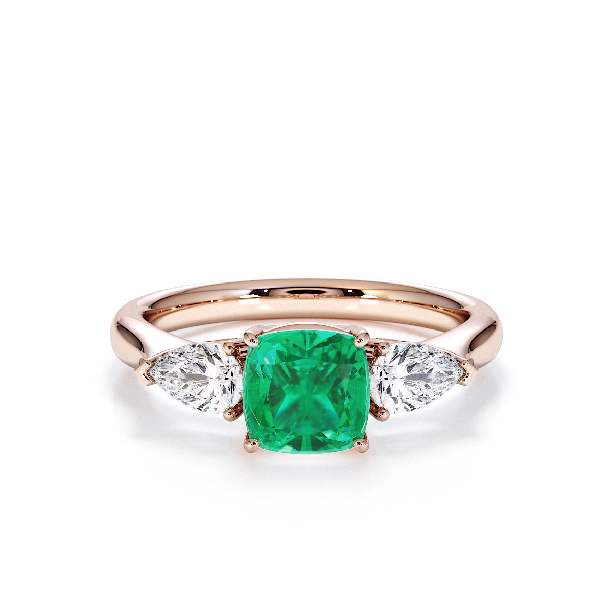 Gold / Platinum Emerald and Diamond Engagement Ring RZ3441
