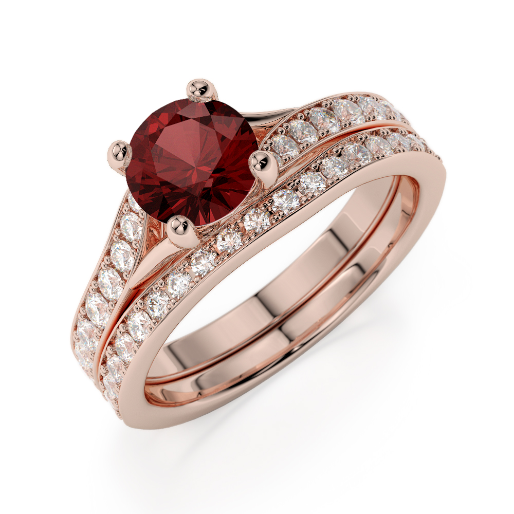 Gold / platinum round cut and diamond bridal set ring agdr2011