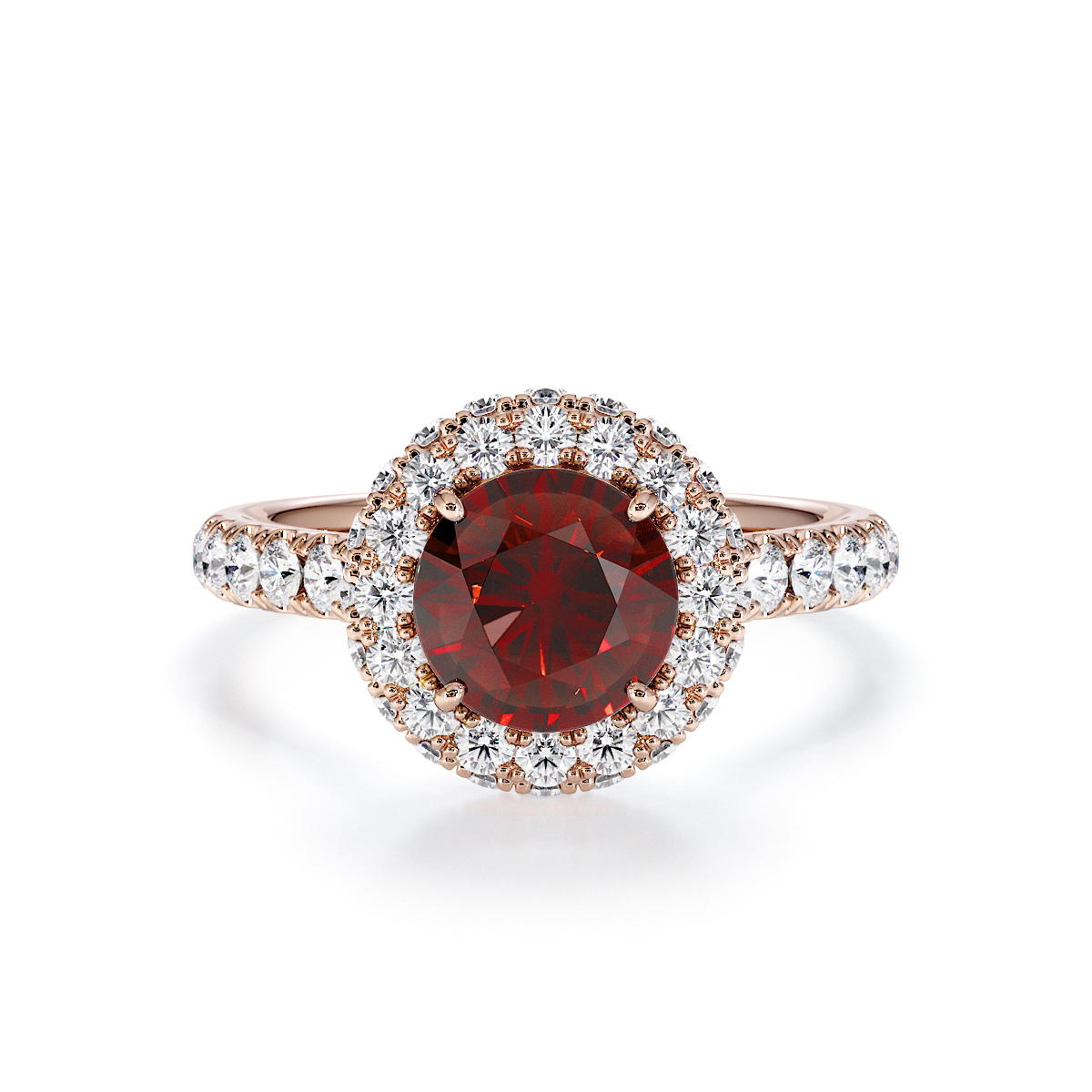 Gold / Platinum Garnet and Diamond Engagement Ring RZ3409