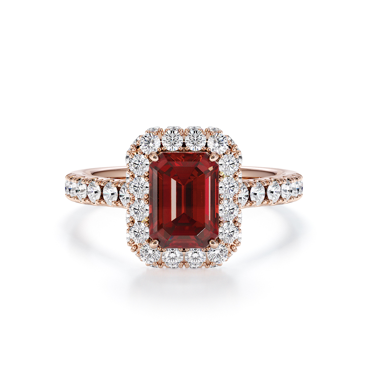 Gold / Platinum Garnet and Diamond Engagement Ring RZ3410