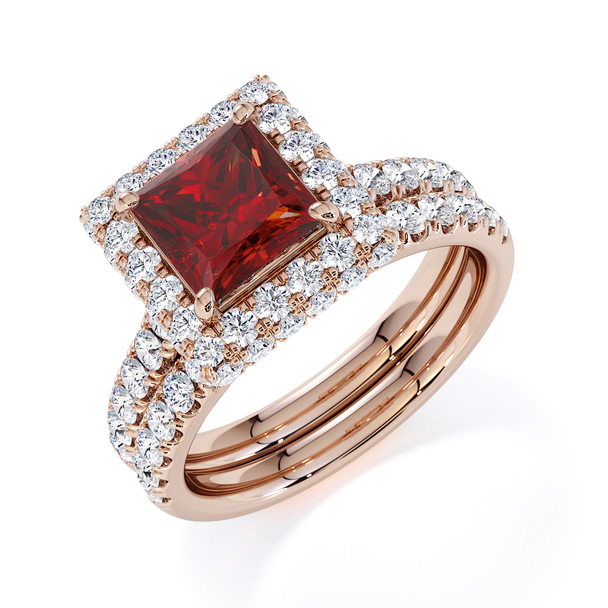 Gold / Platinum Garnet and Diamond Engagement Ring RZ3411