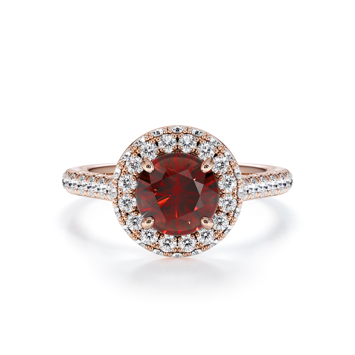 Gold / Platinum Garnet and Diamond Engagement Ring RZ3420