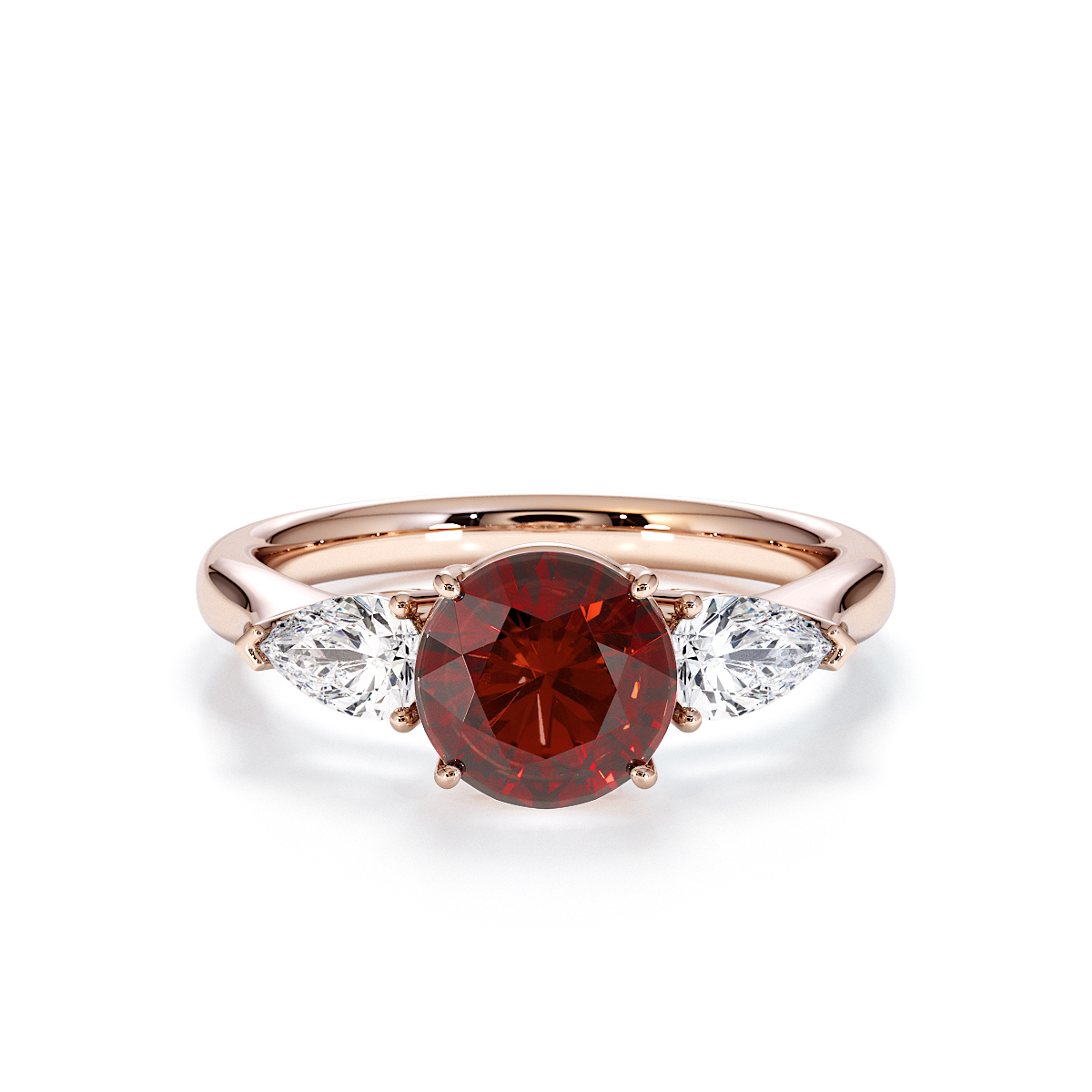 Gold / Platinum Garnet and Diamond Engagement Ring RZ3432