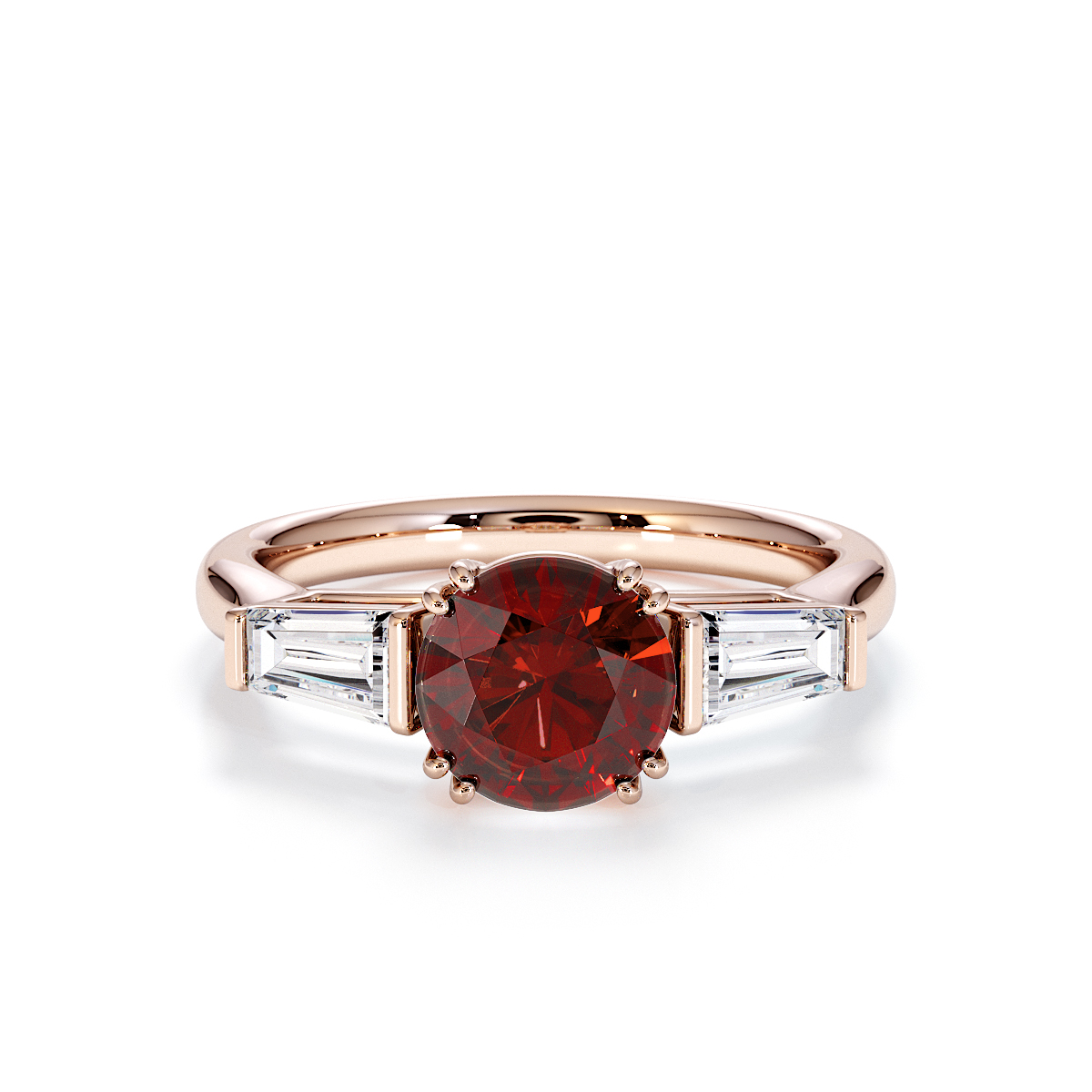 Gold / Platinum Garnet and Diamond Engagement Ring RZ3434