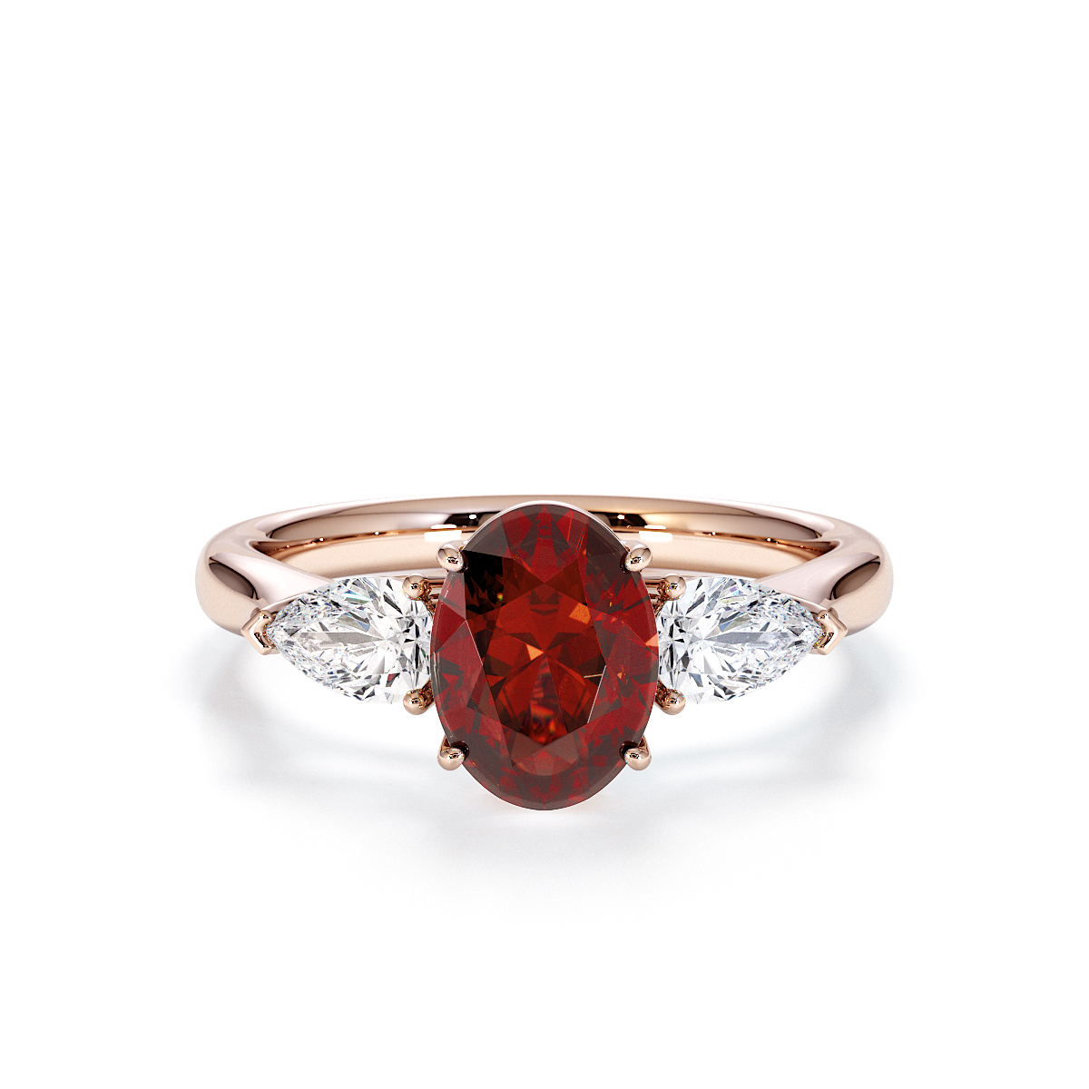 Gold / Platinum Garnet and Diamond Engagement Ring RZ3435