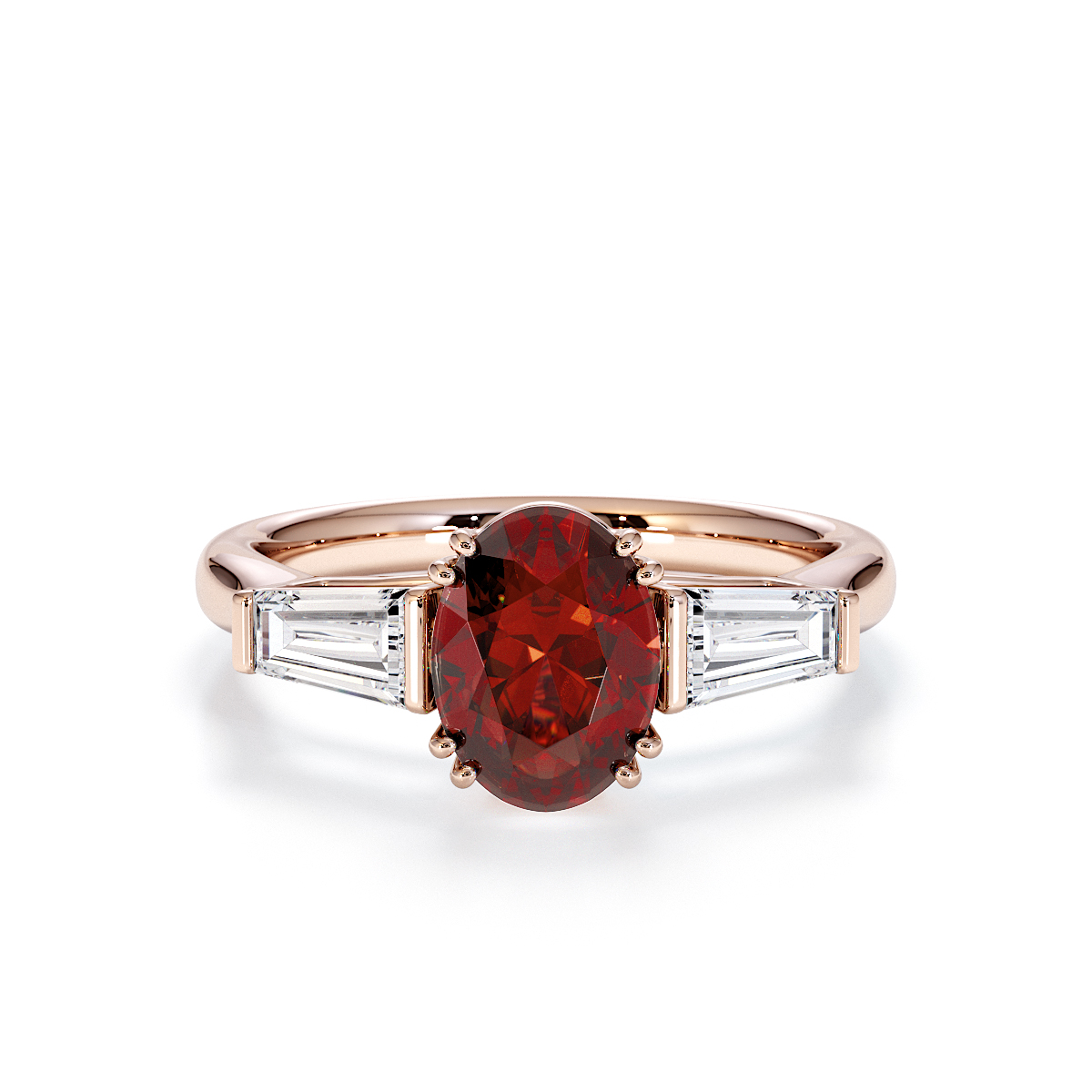 Gold / Platinum Garnet and Diamond Engagement Ring RZ3437