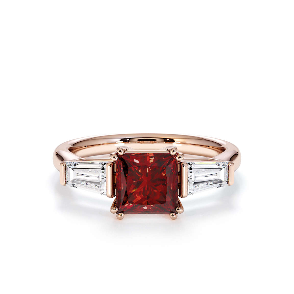 Gold / Platinum Garnet and Diamond Engagement Ring RZ3440