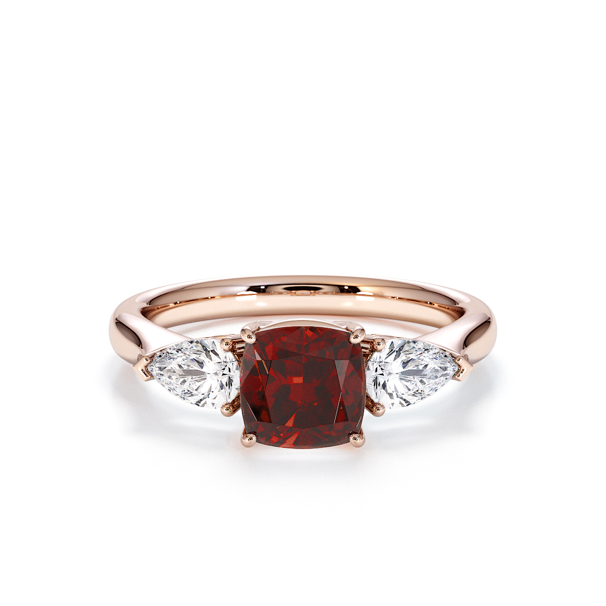 Gold / Platinum Garnet and Diamond Engagement Ring RZ3441