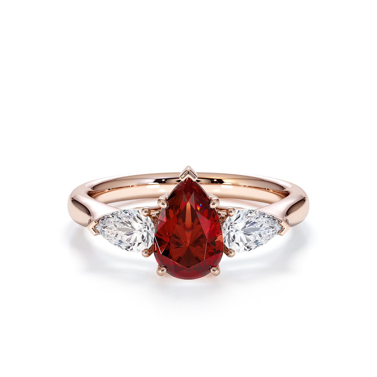 Gold / Platinum Garnet and Diamond Engagement Ring RZ3447