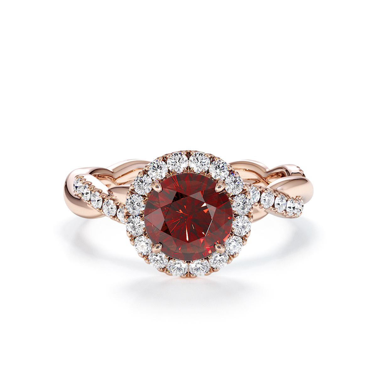 Gold / Platinum Garnet and Diamond Engagement Ring RZ3453