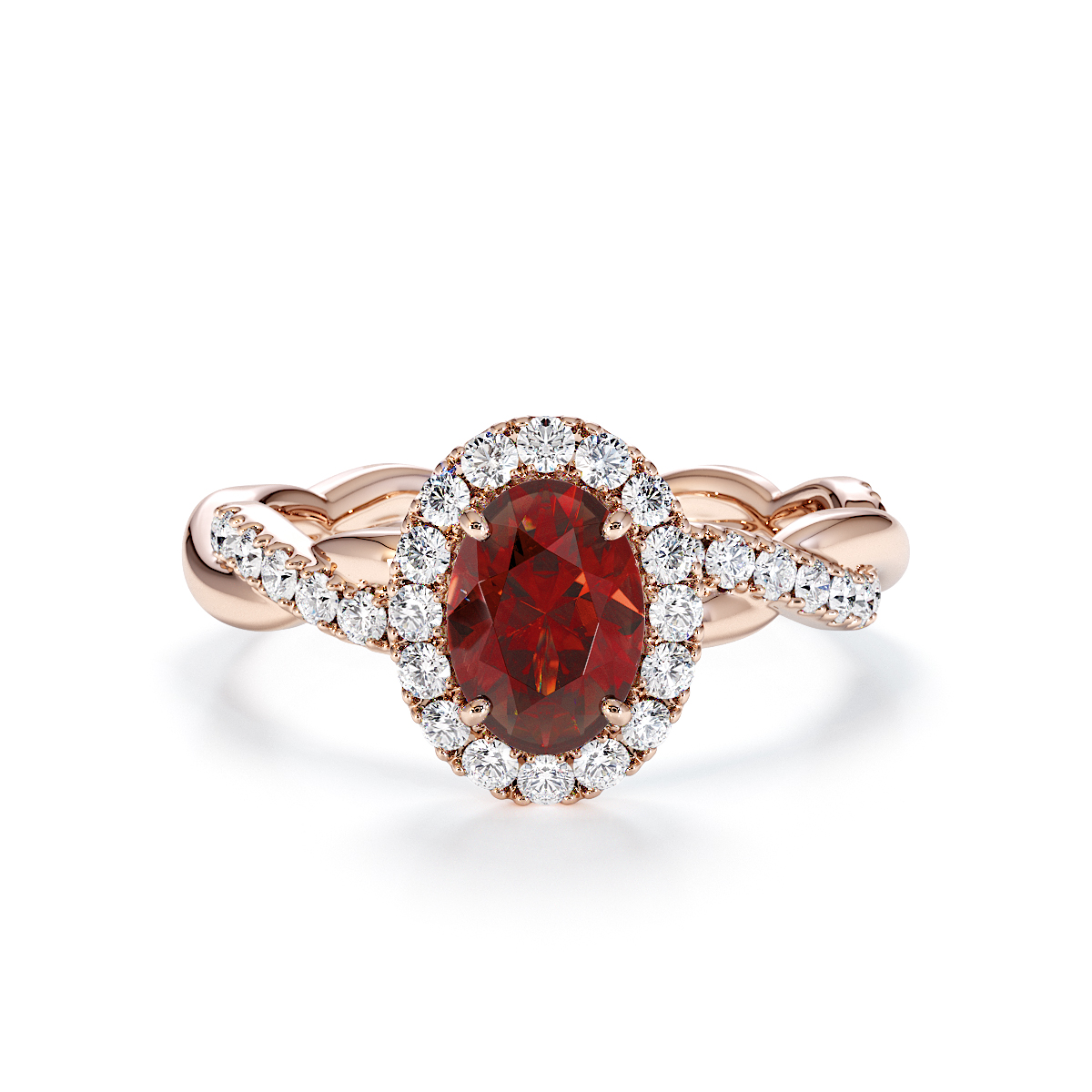 Gold / Platinum Garnet and Diamond Engagement Ring RZ3456