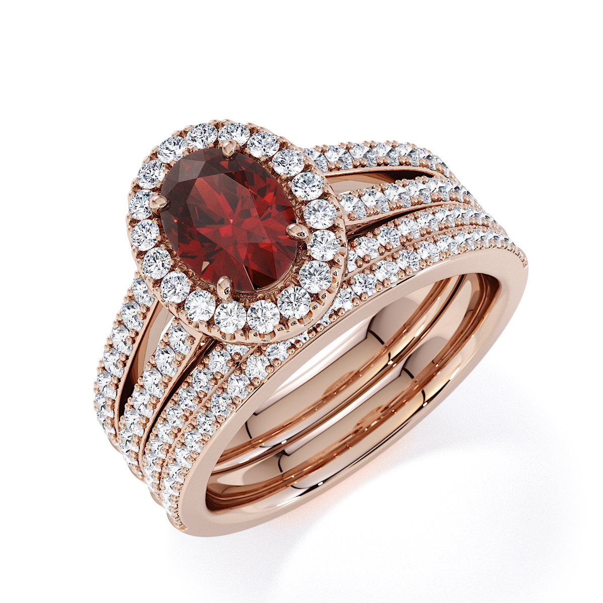 Gold / Platinum Garnet and Diamond Engagement Ring RZ3461