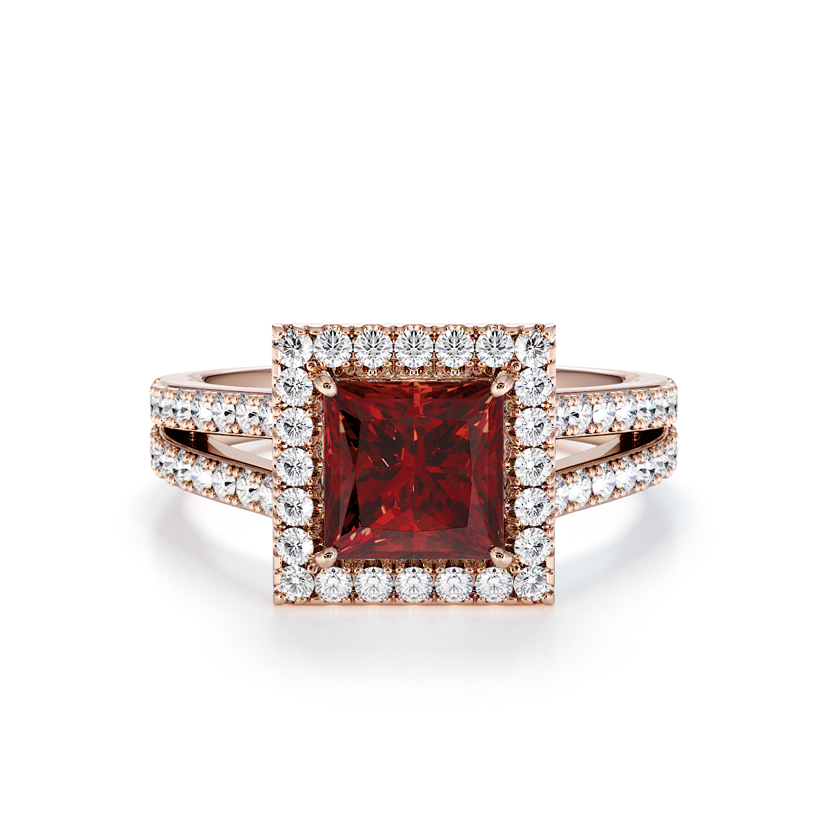 Gold / Platinum Garnet and Diamond Engagement Ring RZ3462