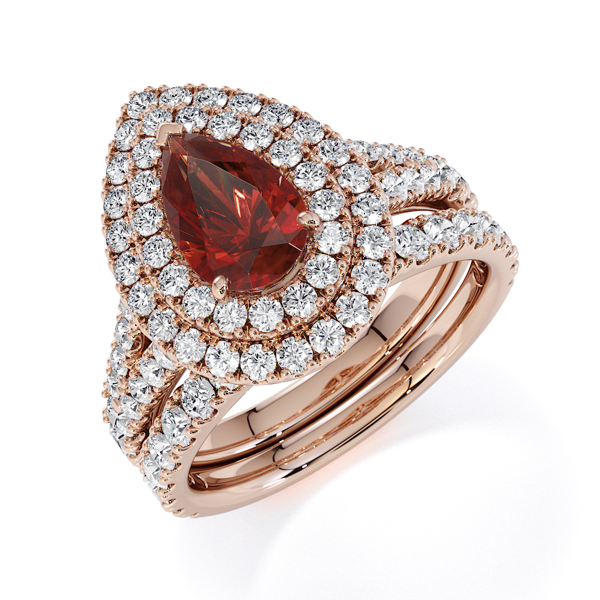 Gold / Platinum Garnet and Diamond Engagement Ring RZ3473