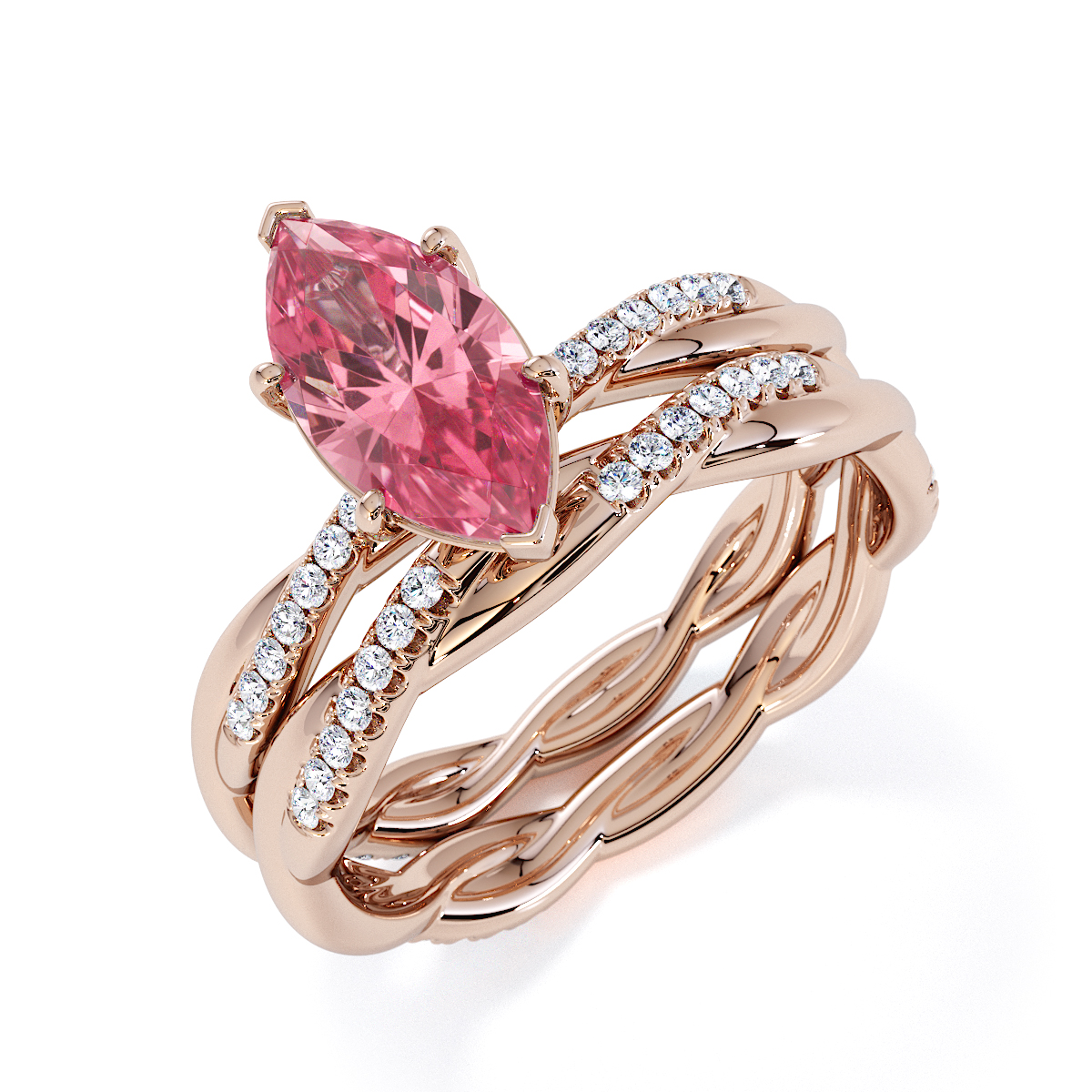 Gold / Platinum Pink Tourmaline and Diamond Engagement Ring RZ3391