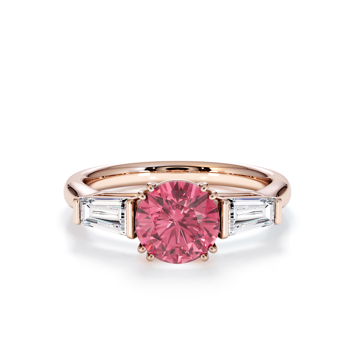 Gold / Platinum Pink Tourmaline and Diamond Engagement Ring RZ3434