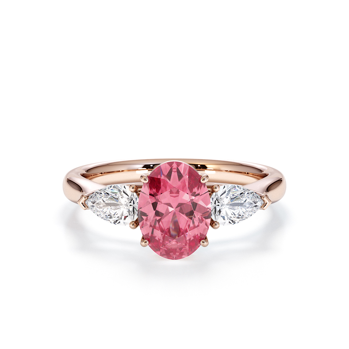 Gold / Platinum Pink Tourmaline and Diamond Engagement Ring RZ3435