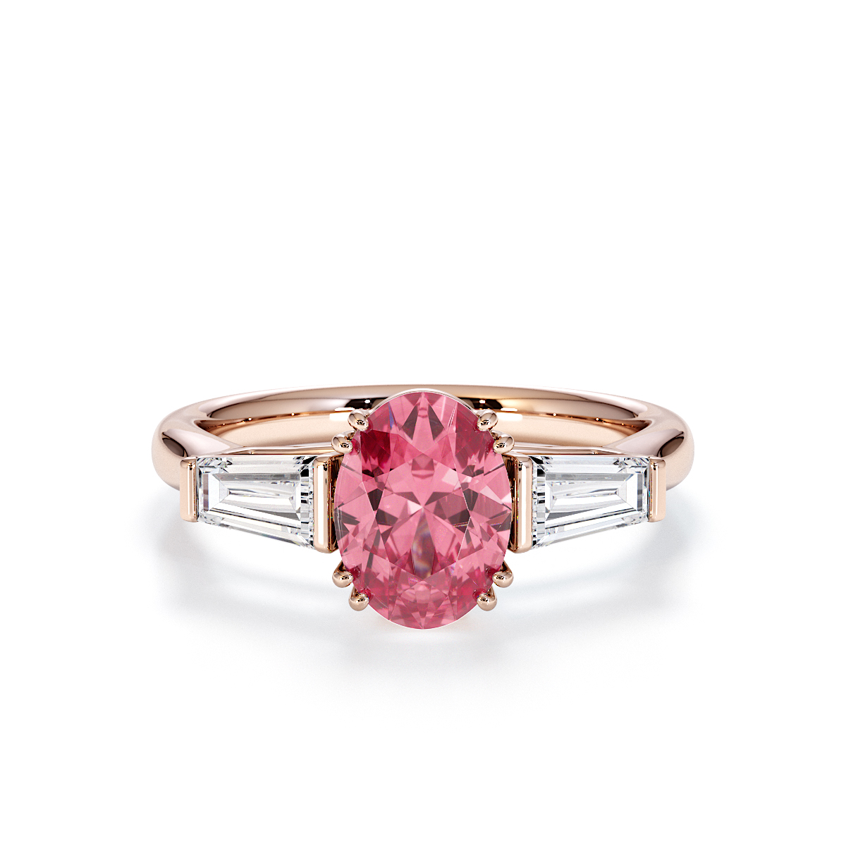 Gold / Platinum Pink Tourmaline and Diamond Engagement Ring RZ3437