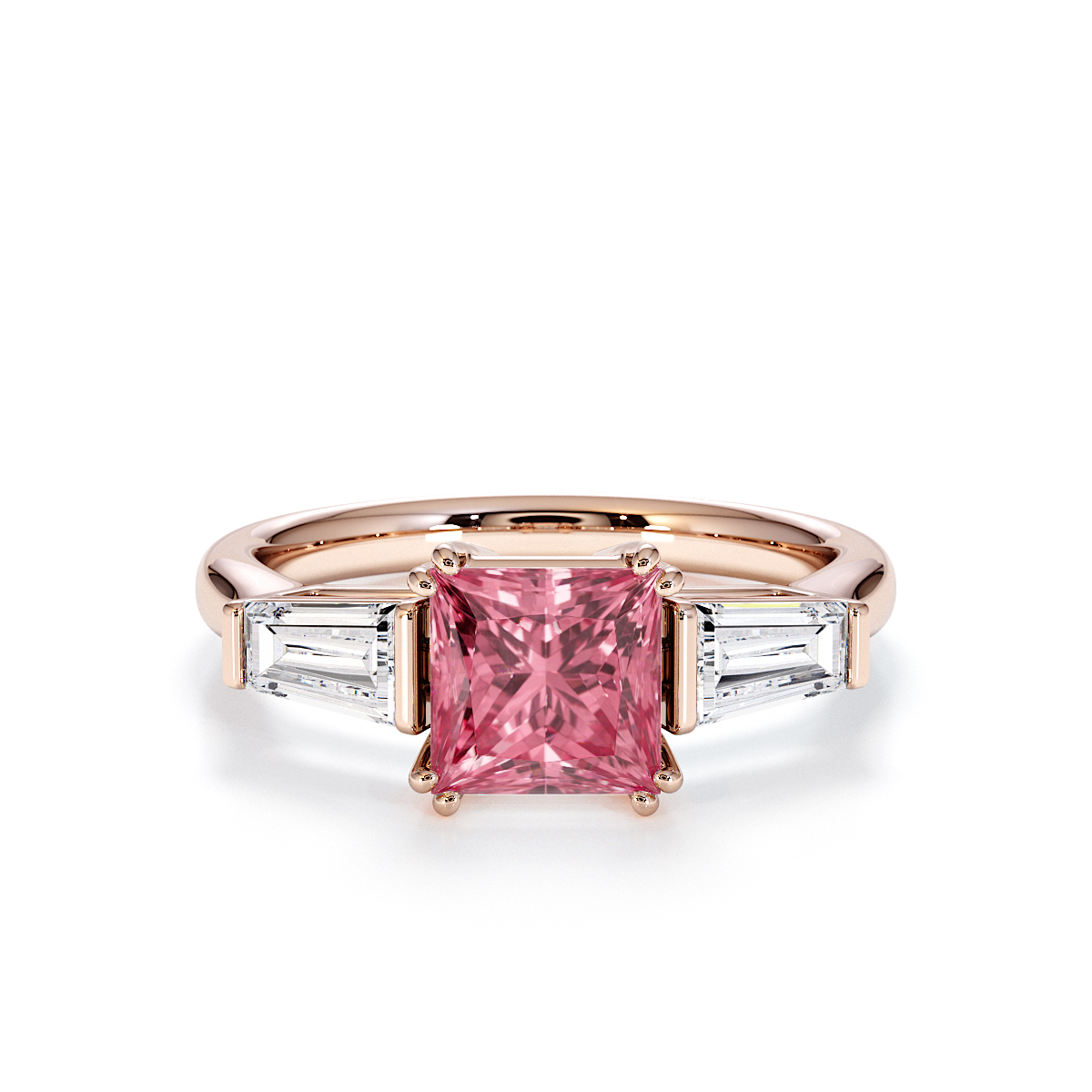 Gold / Platinum Pink Tourmaline and Diamond Engagement Ring RZ3440