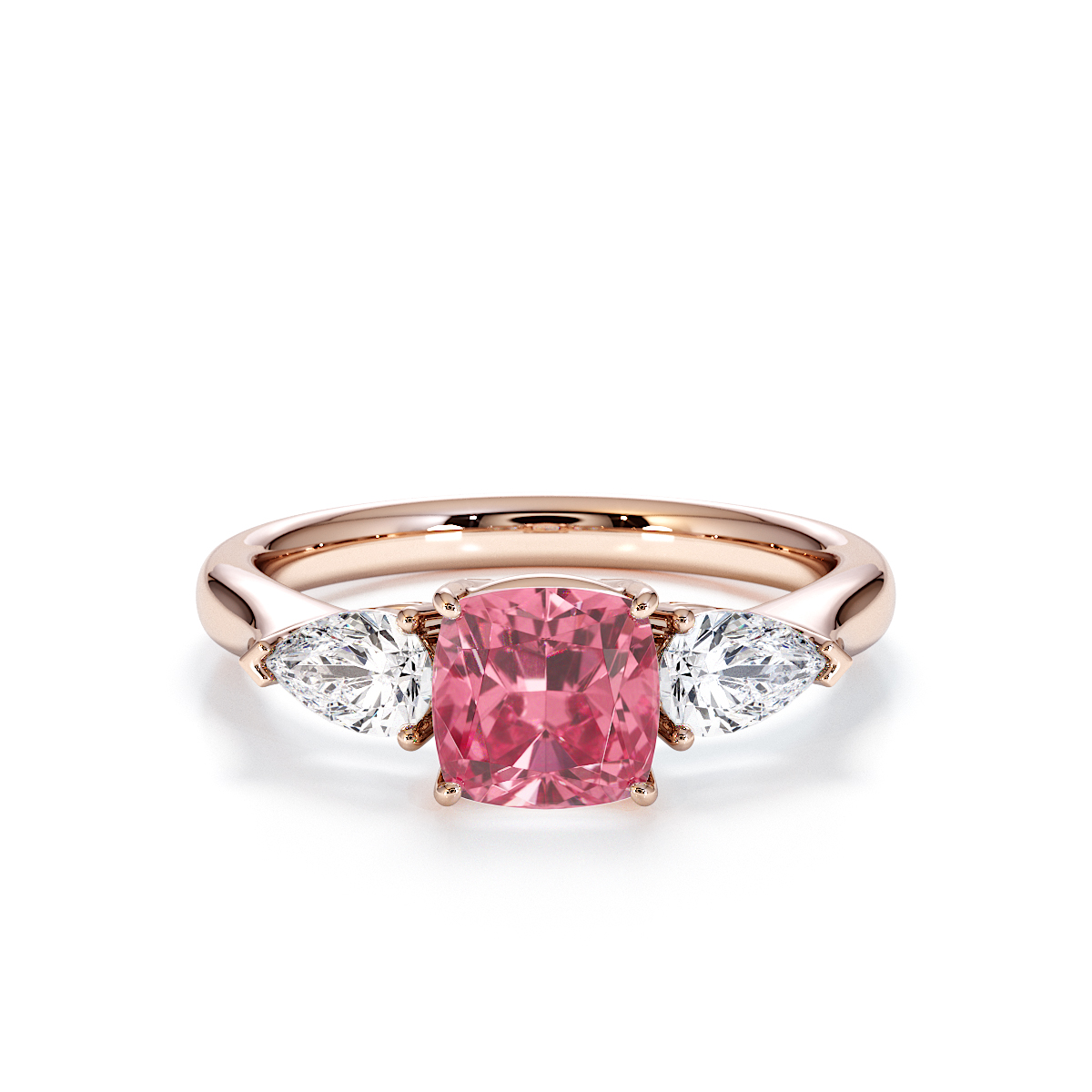 Gold / Platinum Pink Tourmaline and Diamond Engagement Ring RZ3441