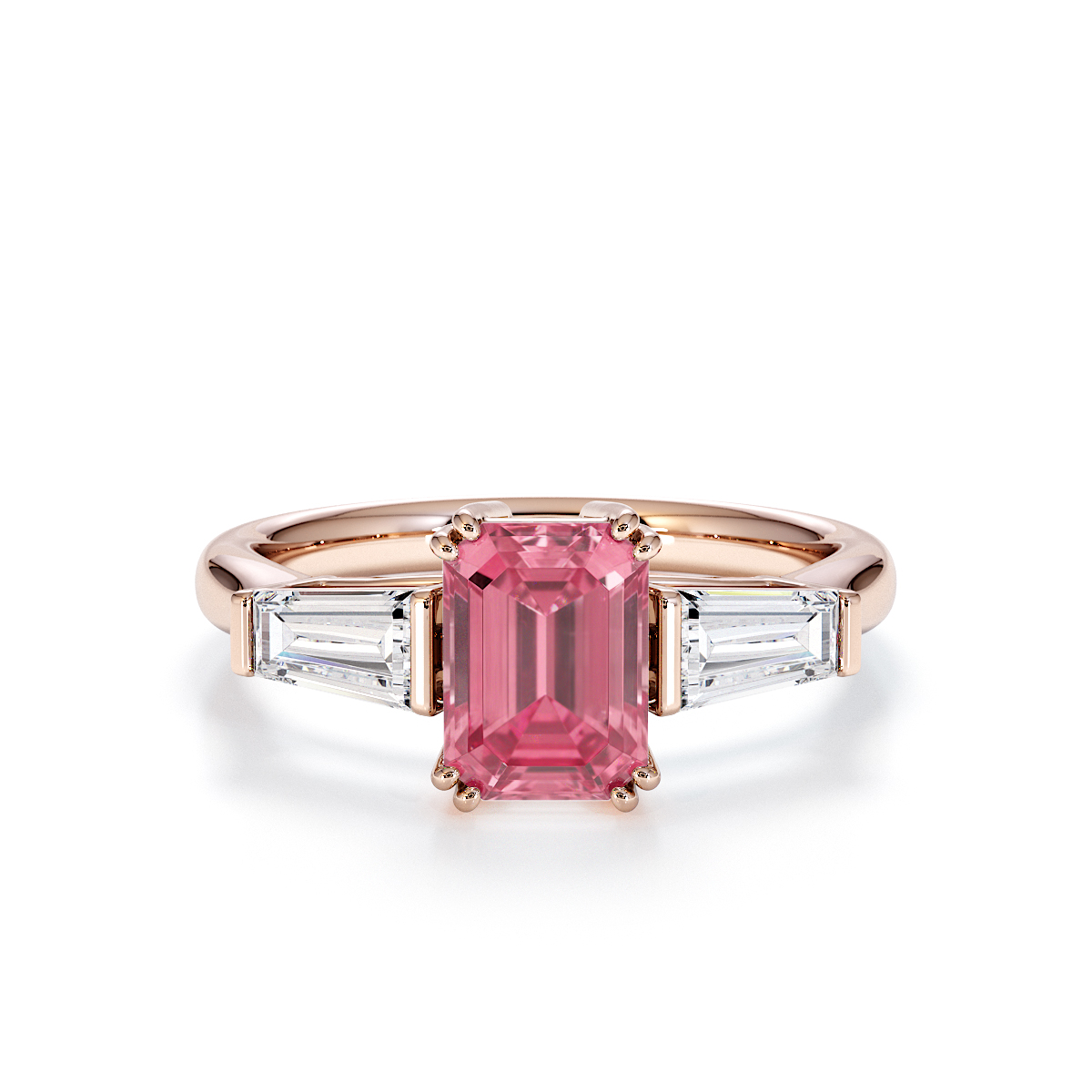 Gold / Platinum Pink Tourmaline and Diamond Engagement Ring RZ3446