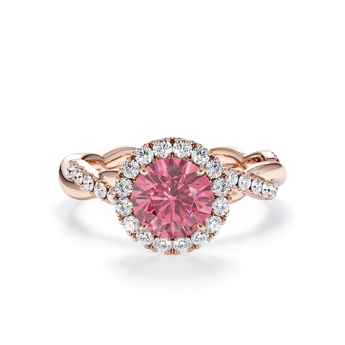 Gold / Platinum Pink Tourmaline and Diamond Engagement Ring RZ3453