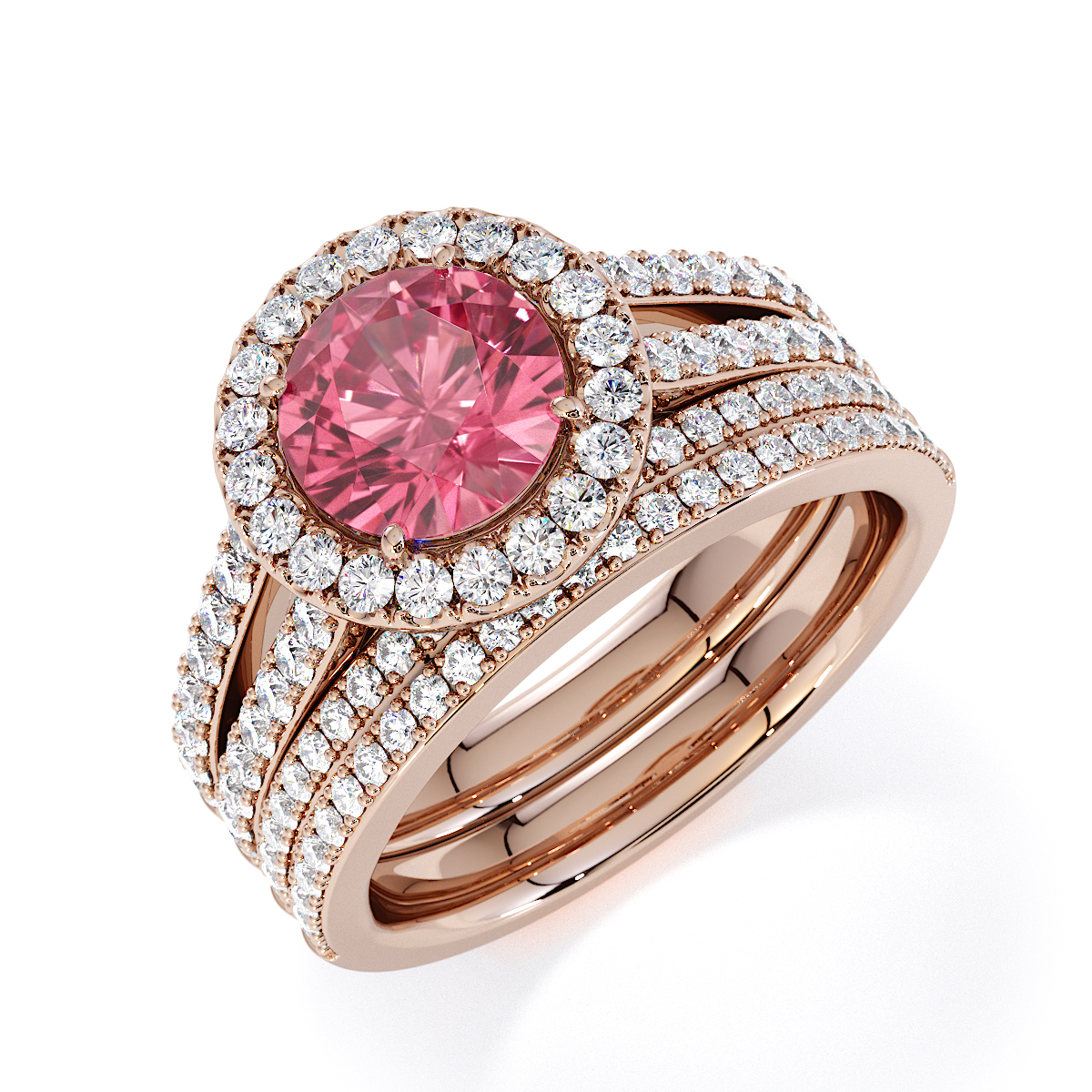 Gold / Platinum Pink Tourmaline and Diamond Engagement Ring RZ3460