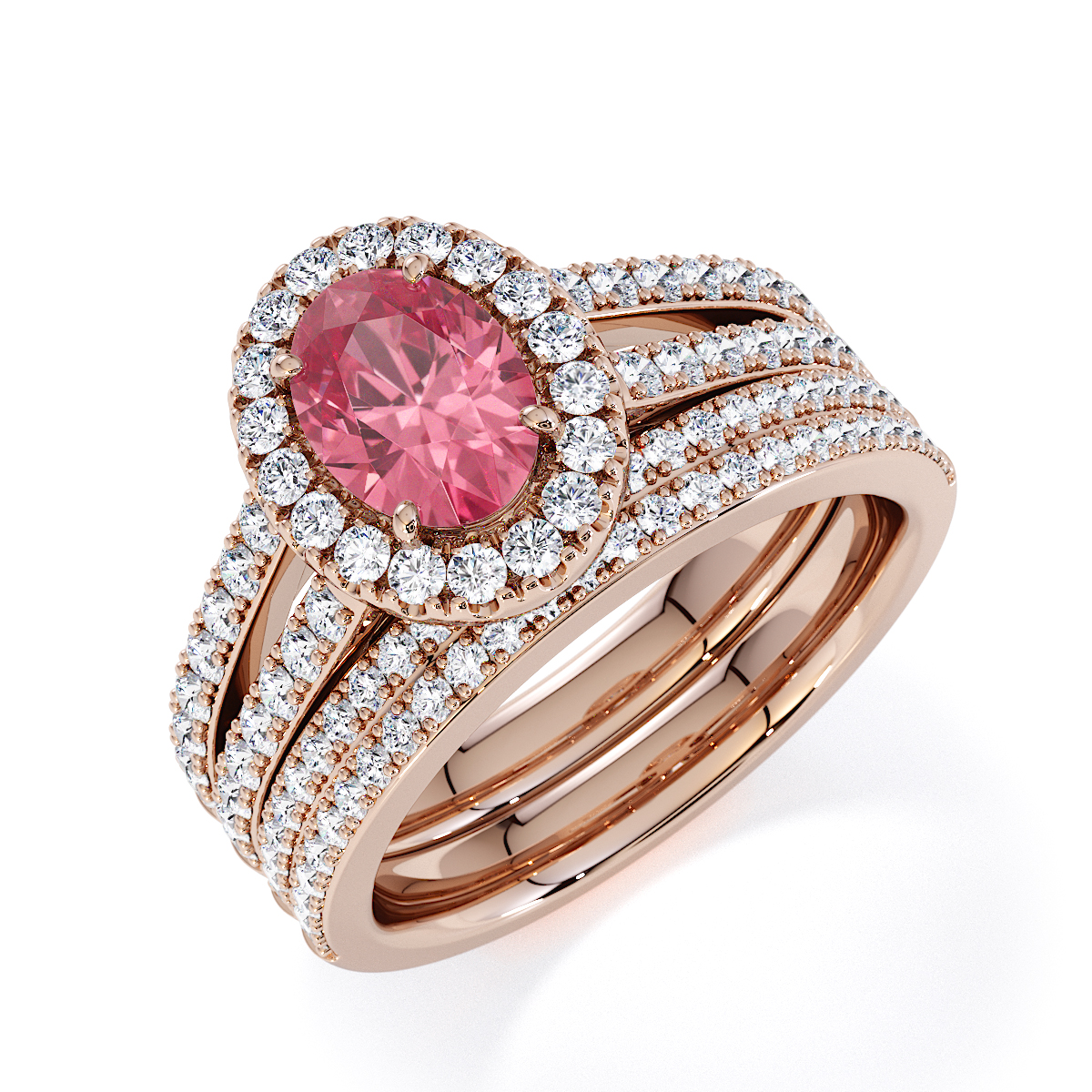 Gold / Platinum Pink Tourmaline and Diamond Engagement Ring RZ3461